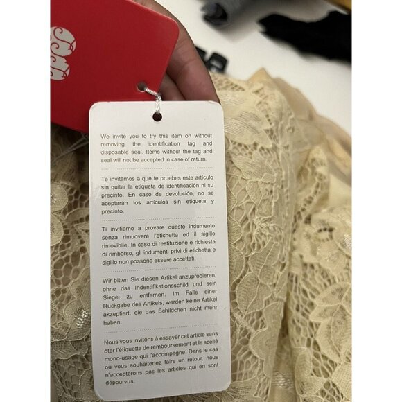 JJ’S House Dress Women 12 Formal Gown Champagne Lace Slit Long Lined Button Back - Picture 13 of 13